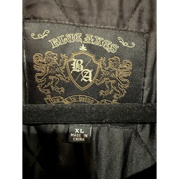 Vintage Y2K Blue Axes Snap Bomber Jacket Skulls Size XL - Picture 2 of 12